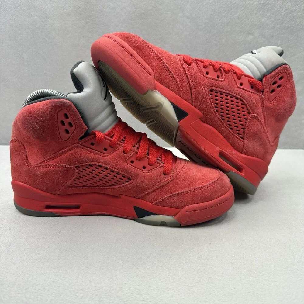 Size 4.5Y / Womens 6 Jordan 5 Retro University‎ Red Suede (GS) Shoes Sneakers